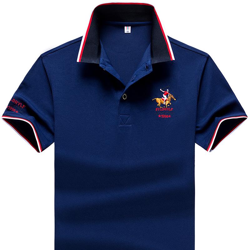 Embroidered Polo Shirt Casual Stand Collar Cotton Short Sleeve Male T -Shirts Breathable Fitness For Men Polos Shirt