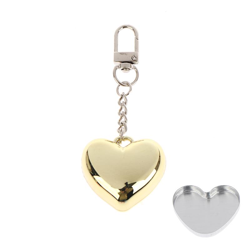 1Pcs Heart Shape Mini Empty Blush Powder Box Eye Shadow Container With Mirror And Aluminum Pan Key Chain Lipstick Case Packaging