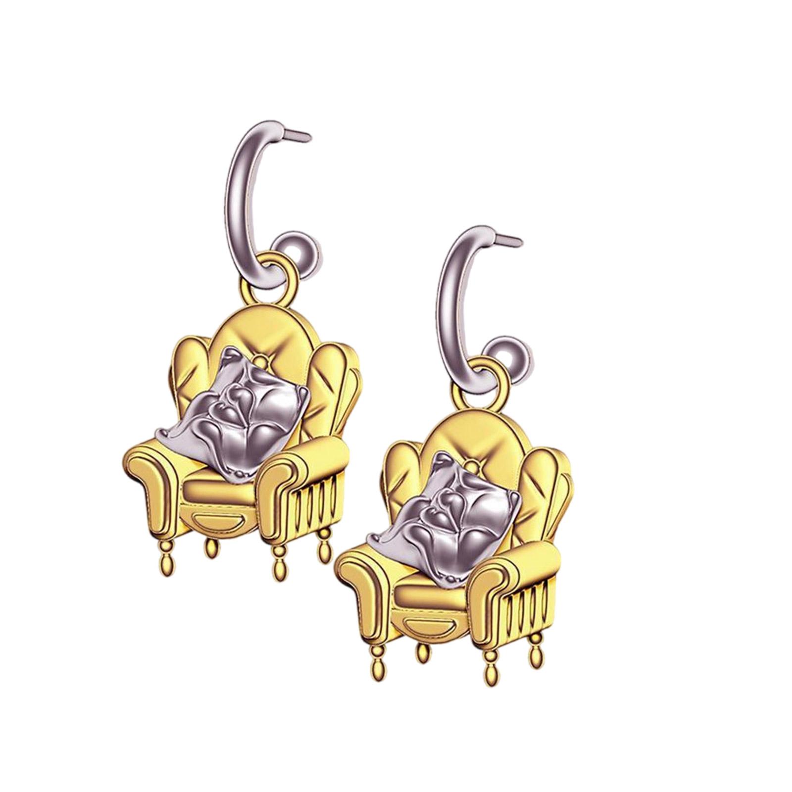 

Unique Two Tone Sofa Chair Drop Earrings Stylish Couch Shaped Dangle Ear Rings Fashionable Creative Jewelry for Women