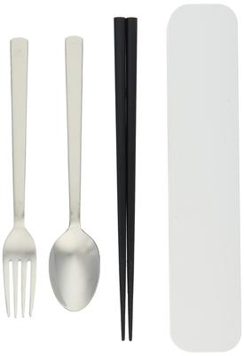 Tatsumiya HAKOYA Cutlery 3 Piece Set Chopsticks Spoon Fork White 33302 Size Approx. W22.2 D4.4 H2.9