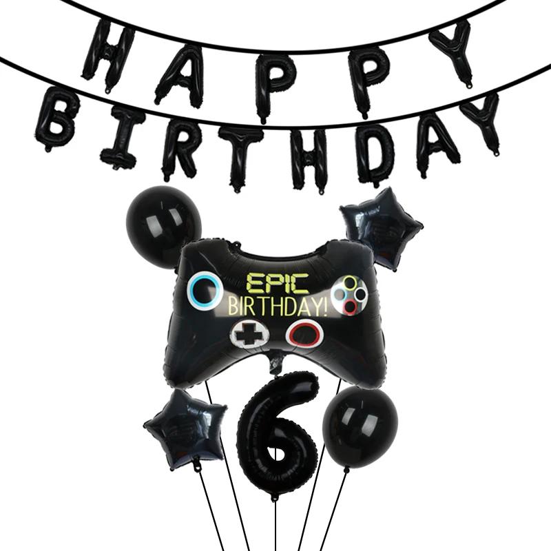 Video Game Party Supplies Set Baby Boy Birthday Party Decoration Happy Birthday Gaming Backdrop Game Table Covers Gamer Balloons