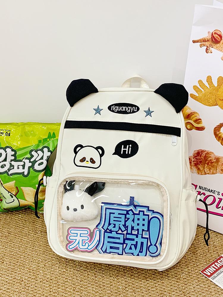 

2025 new niche transparent pain bag shoulder school large capacity two-dimensional wind travel backpack белый