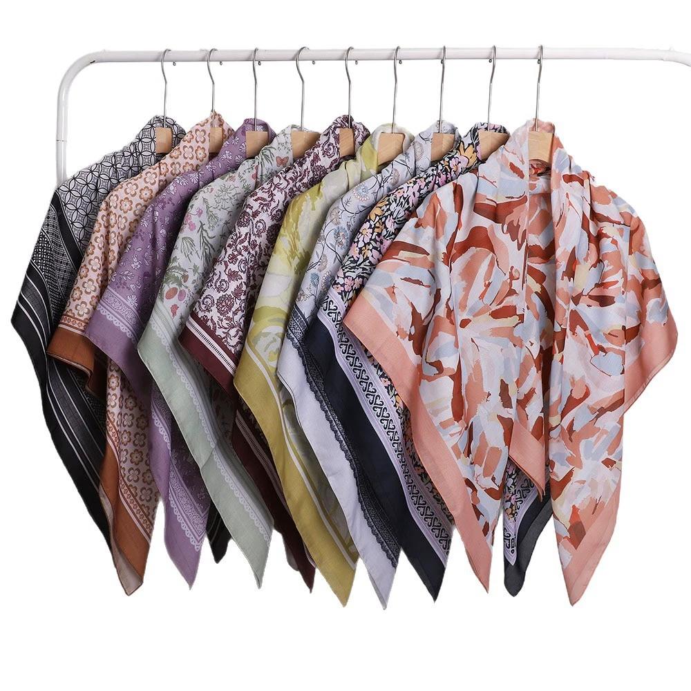 New Malaysian-Style Headscarf For Women 110Cm Square Scarf Versatile Printed Decorative Sun Protection Shawl Summer Bandana Wrap