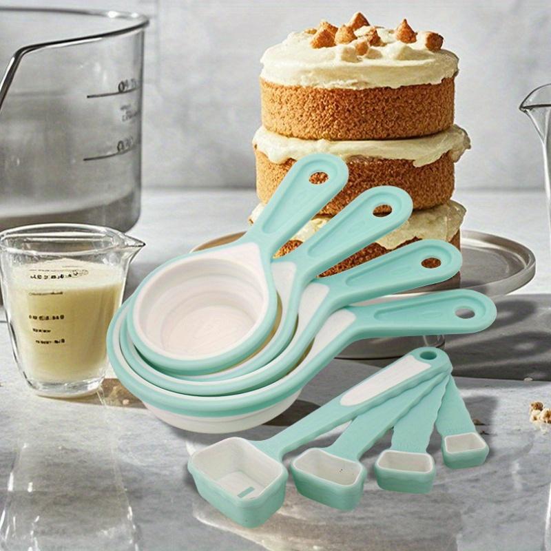8pcs Collapsible Silicone Measuring Cup And Spoon Set, 4pcs Expandable Measuring Cup And Spoon Set, Food-Grade Baking Tools.