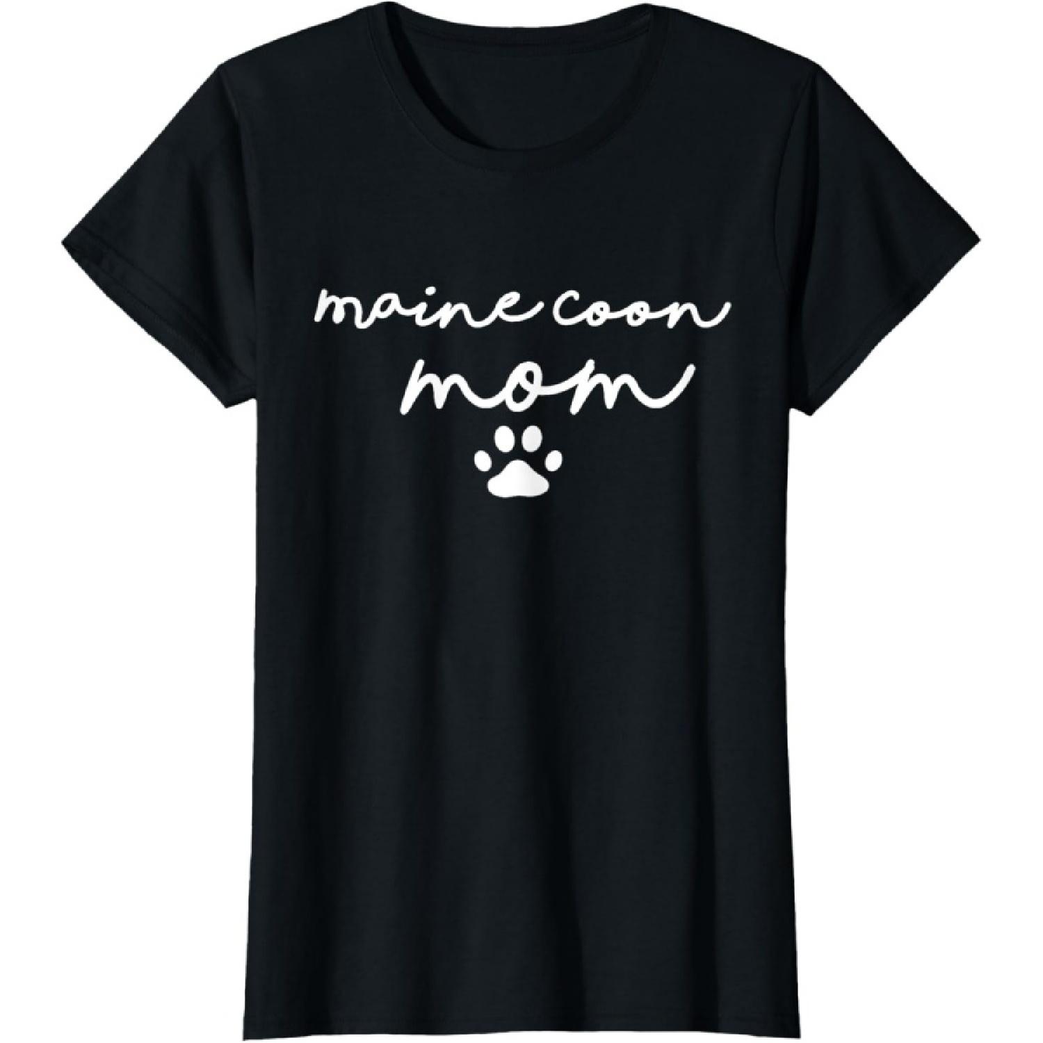 

Proud Maine Coon Cat Mom for Women Funny Pawprint Simple T-Shirt XXXXXL чорний