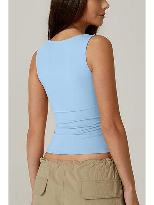 2025 European & American Women's Trendy Square Neck Slim Sleeveless Vest