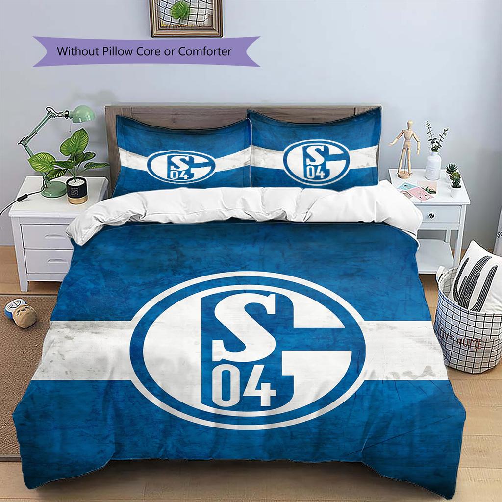 FC Schalke 04 Muster Bettwäsche Bettdecken-Set Heimdekoration Geschenk (1 Bettbezug + 2 Kissenbezüge (ohne Füllung))
