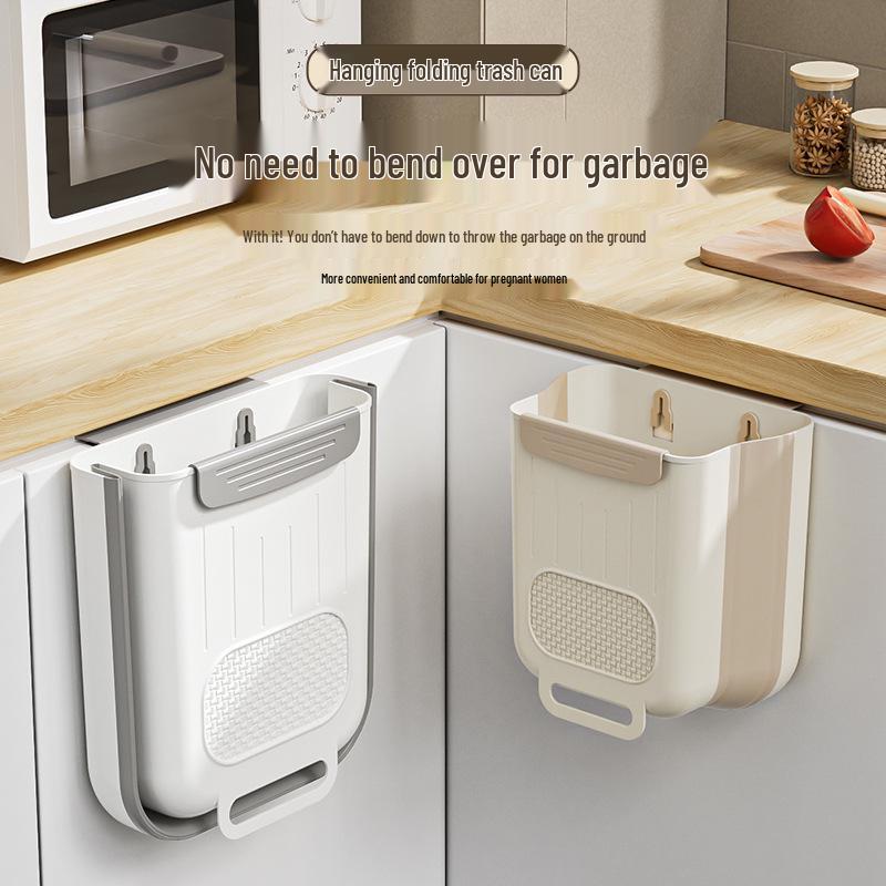Foldable Wall-Mounted Kitchen Trash Can - Waste Sorting & Storage Bin