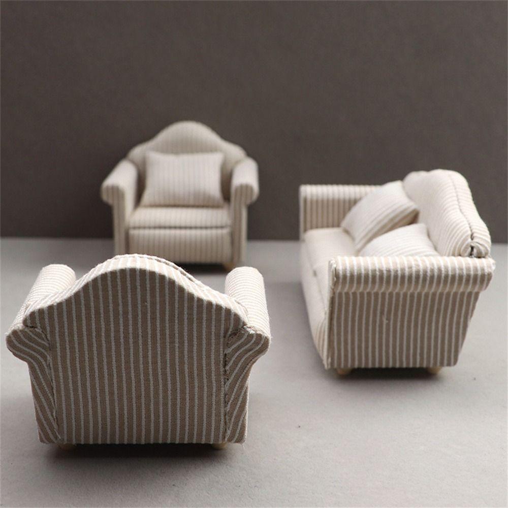 Simulation Dollhouse Sofa With Pillow Mini Sofa Girls Gift Miniature Sofa  Dollhouse Accessorie