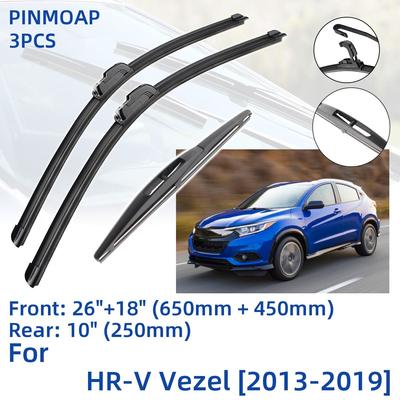 3PCS For Honda HR-V Vezel 2013-2019 26" 18" 10" Front Rear Wiper Blades Windshield Windscreen Window Cutter Accessories 2014 2015 2016 2017 2018 2019