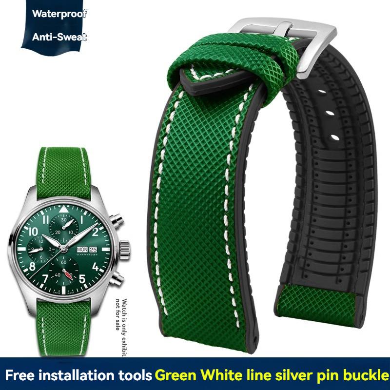 

20mm 21mm 22mm 23mm Nylon Rubber Bottom Waterproof Watch Band for Longines IWC Pilot Mark 18 Seiko Omega Series Watchband Strap 23mm