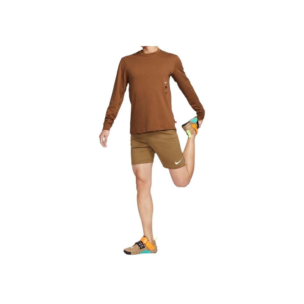 Nike Solid Color Quick-Dry Casual Sports Long Sleeve T-Shirt Men Tops Brown FZ6376-281