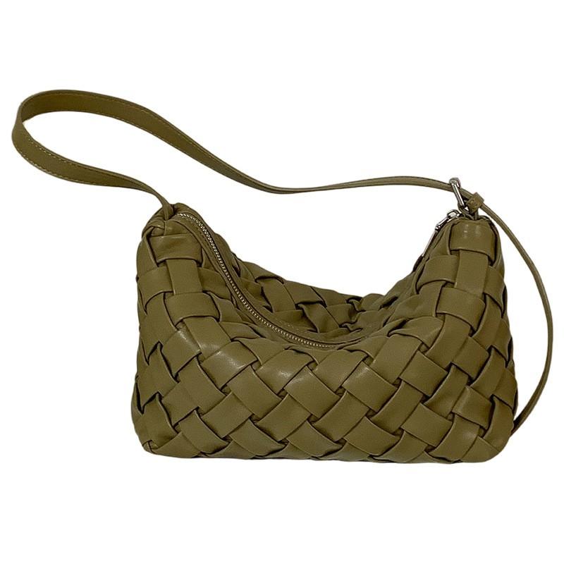 Woven Soft Leather Crossbody Bag Minimalist Chic Tote Daily Commute Urban Style