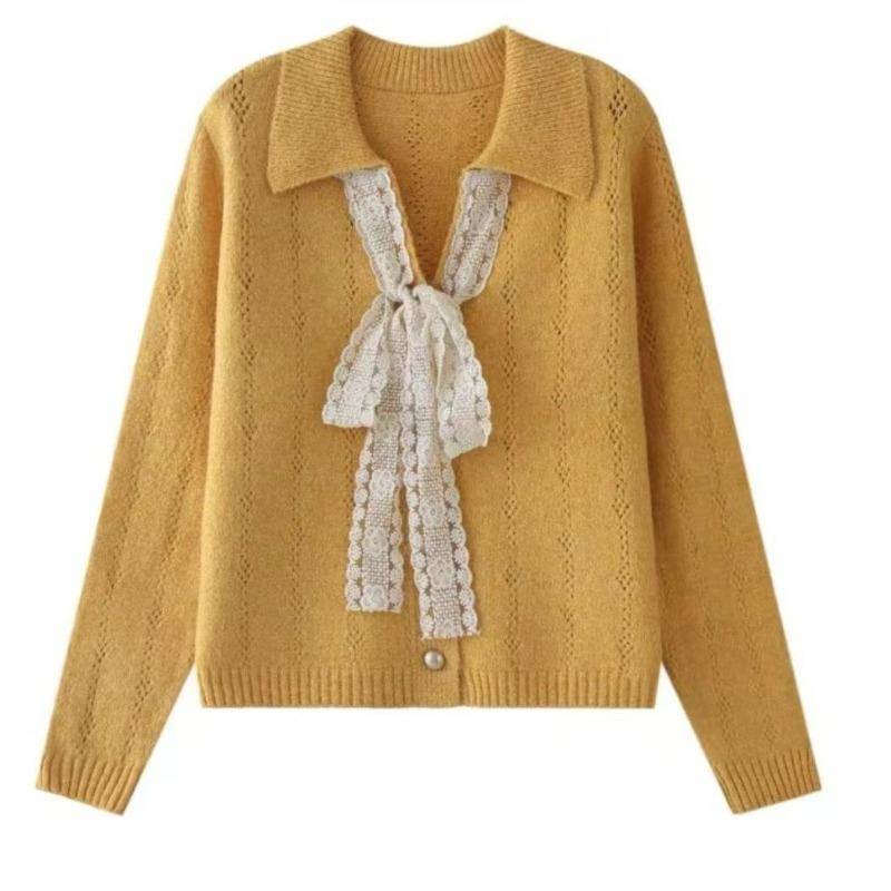 Gentle Wind Bow Lace-up Sweater Jacket Women's Autumn and Winter New Small Knitted Cardigan Top
