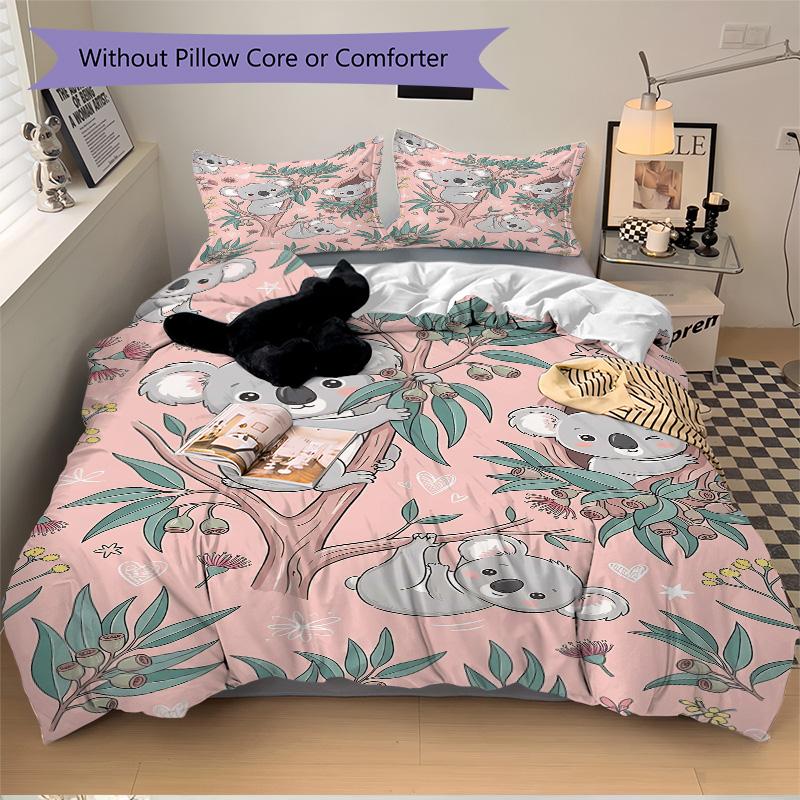 Koala Friends Nature Print 3Pcs Bedding Setduvet Cover With 2 Bedropillowcase Home Birthday Gift