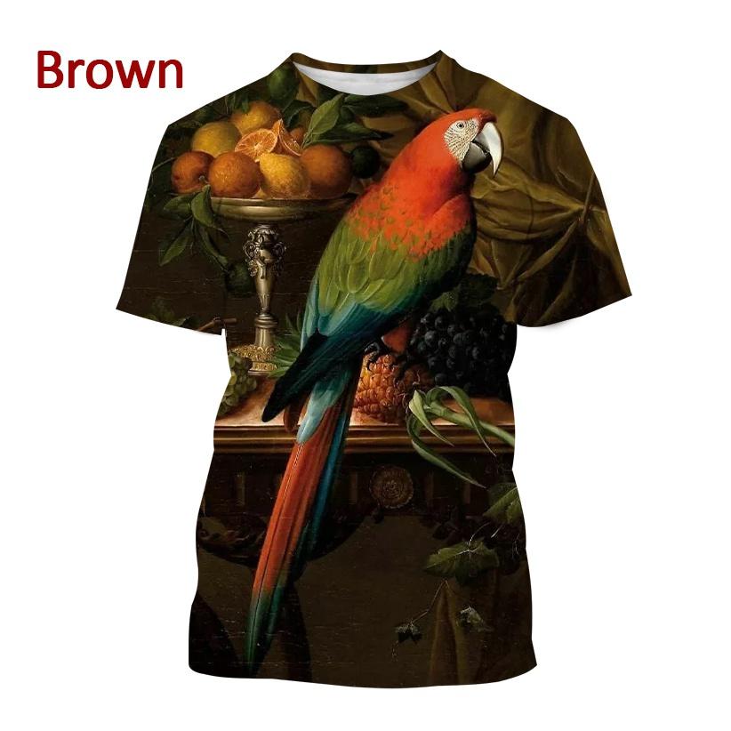 

Новая красивая футболка с принтом попугая 3D для мужчин и женщин, модная повседневная футболка с короткими рукавами с изображением животных 6XL