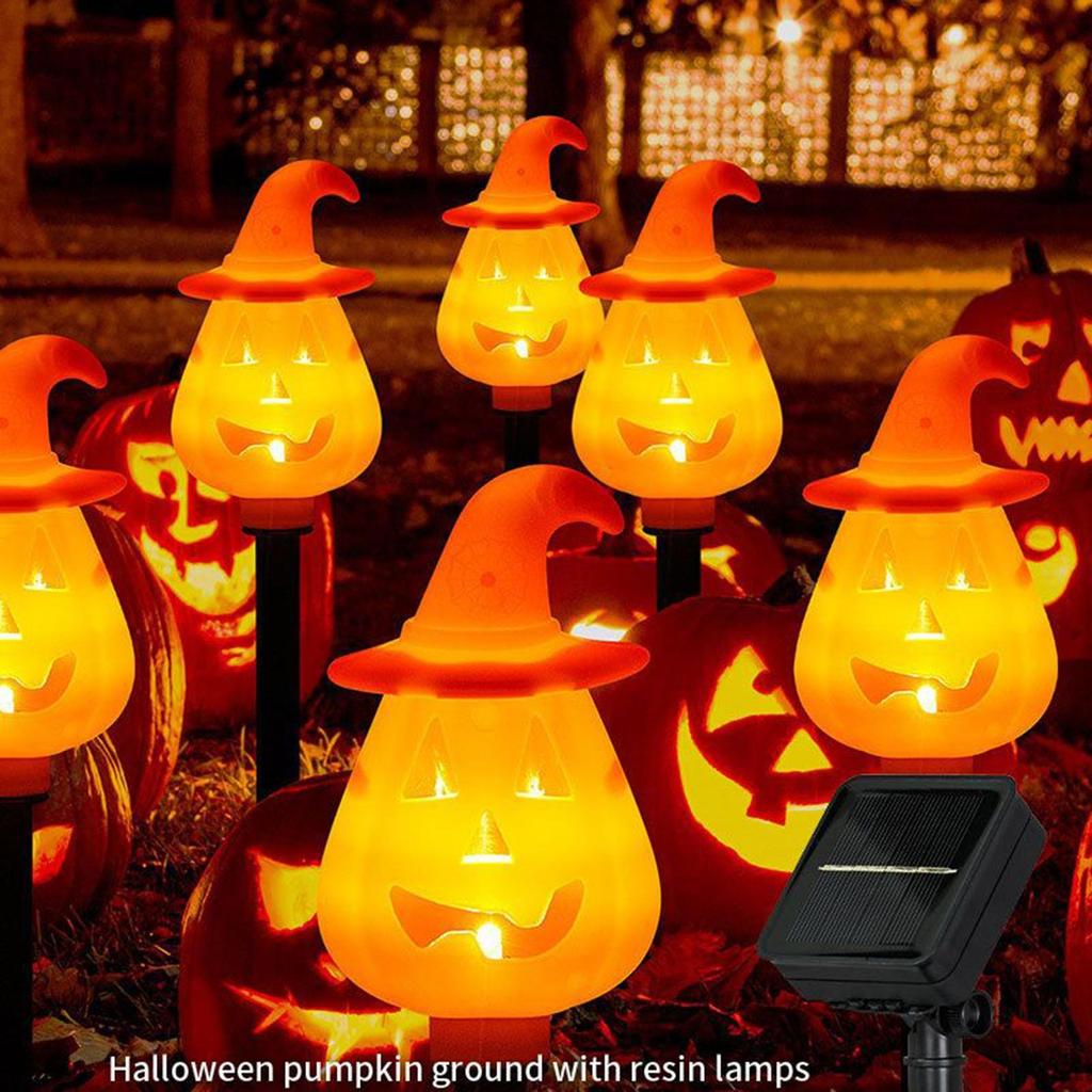 Halloween Pumpkin Stake Lights Halloween Solar Pumpkin Ground Stake Light Orange Garden Decorations Pathway Ground Insert