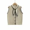 Spring 2025 Women's Sweet Bow-Collar Slim Crochet Vest