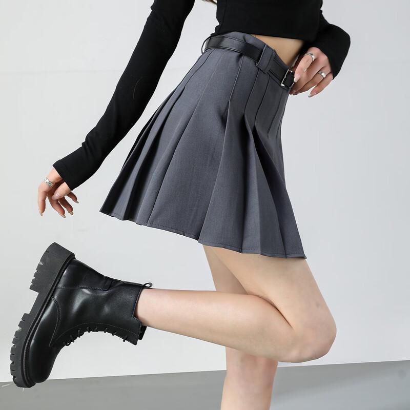 TERRE BLEUE High-Waist A-Line Pleated Short Skirt