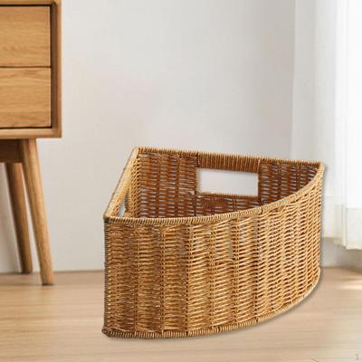 Braided Corner Storage Basket, Compact Fan-shaped Gift Organizer, Triangular Box, Narrow