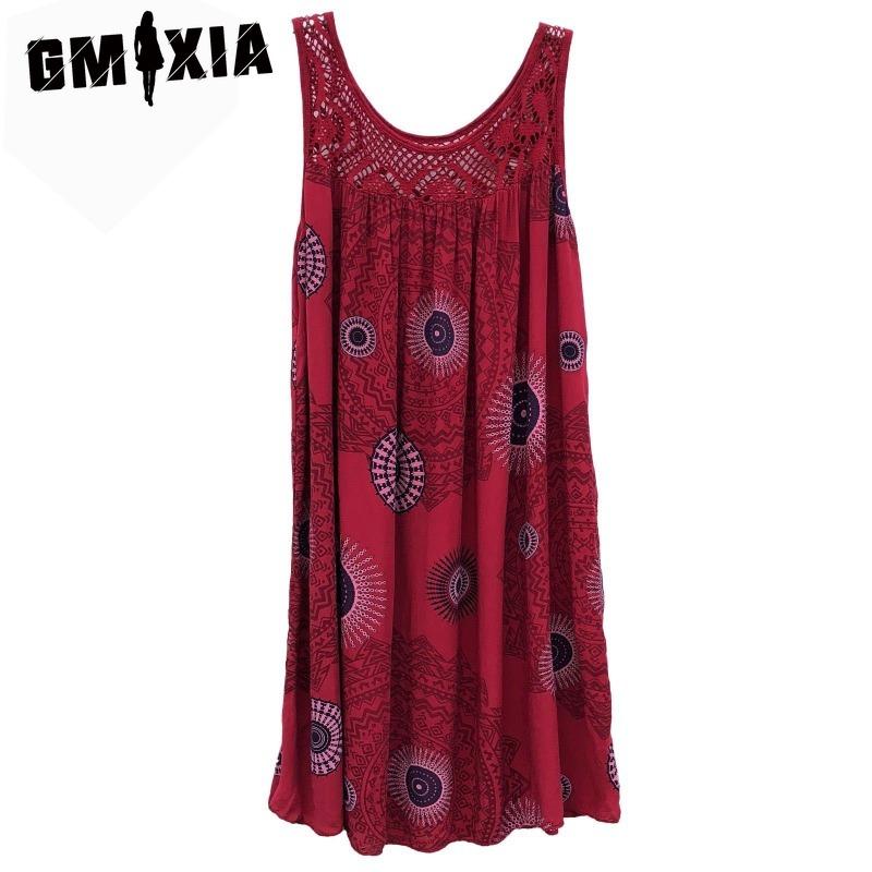 

GMXIA Женские модные летние весенние однотонные повседневные платья без рукавов с круглым вырезом и высокой талией XXXXXL ржавый красный