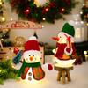 Christmas Plush Snowman Doll Tabletop Decoration Lighted Small Snowman Ornament for Winter Home Kitchen Mantel