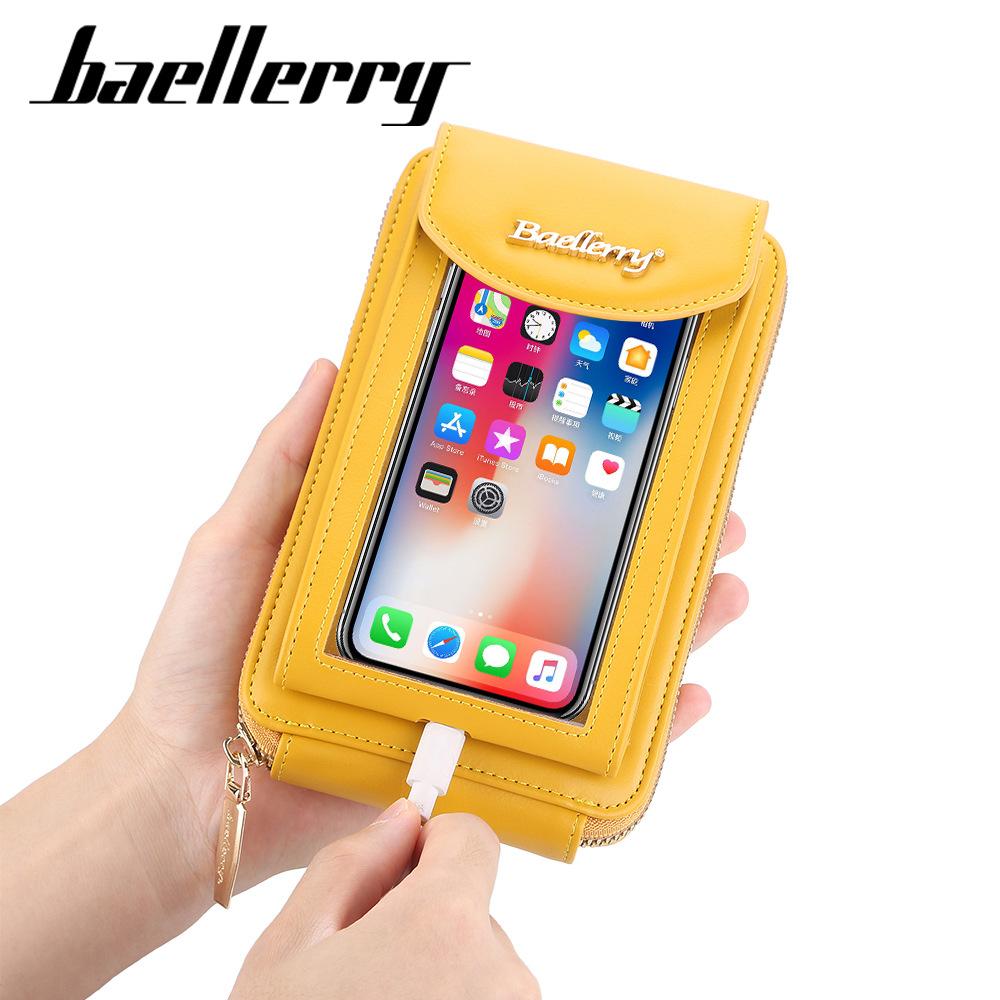 Baellerry Fashion Zipper Shoulder Bags for Women PU Leather Clear Can Touch Screen Phone Bag Crossbody Messenger Bags