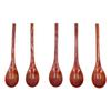 5 Stück Holzlöffel Rutschfest Langsame Wärmeleitung Tischlöffel mit langem Griff zum Kochen Rühren Heißer Suppe
