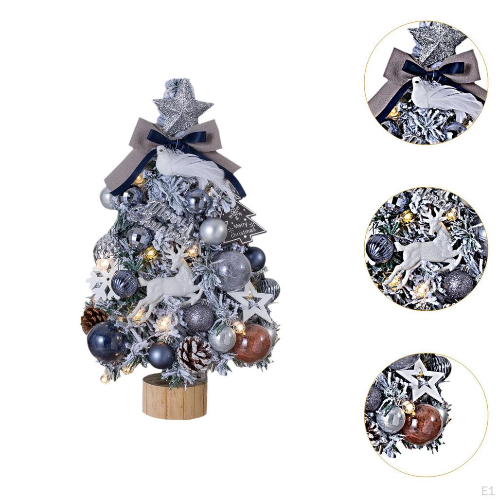 Mini Desk Christmas Tree with Lights,Small Artificial Tree,Lighted Tabletop