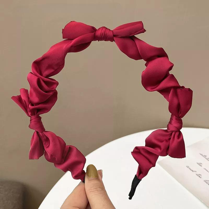 Korean Hairbands for Woman Hair Accessories Candy Color Pleated Bowknot Headband Women Girls 2021 Fashion Designer Hair Bands