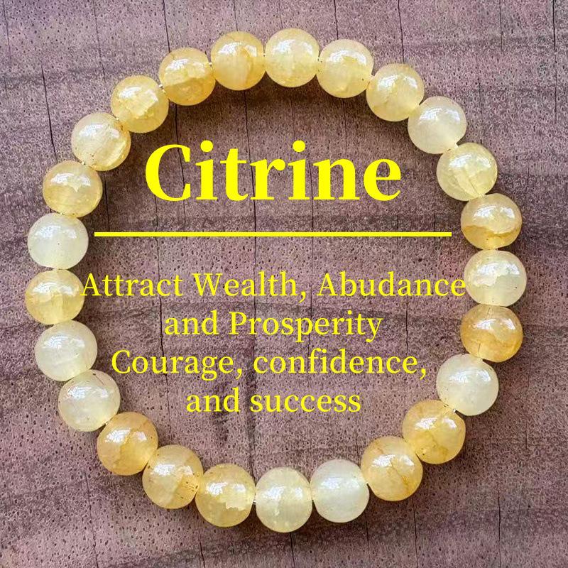 Xiyin Citrine Beaded Bracelet: Yellow Stripe Crystal Handmade Elastic Design