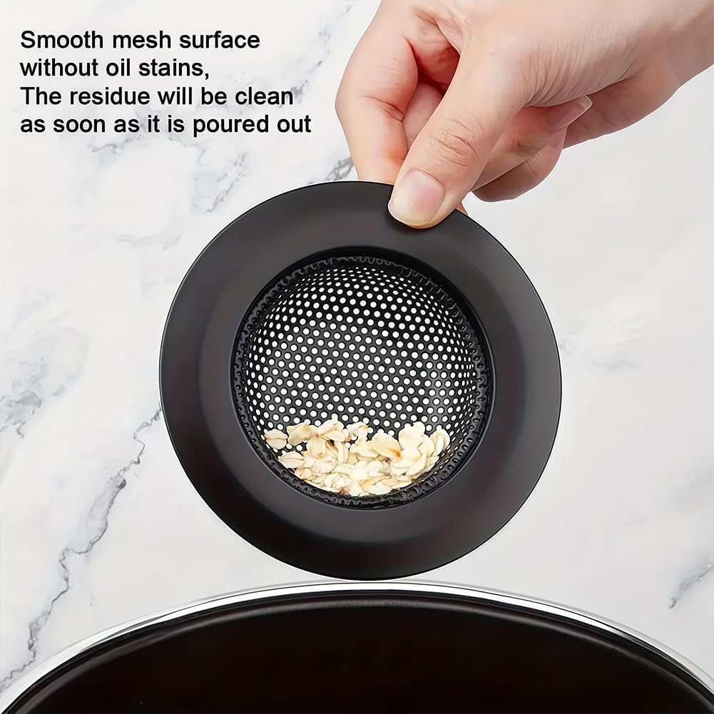 2 Pack - Black Kitchen Sink Strainer, Stainless Steel, Anti-Clogging, Large Wide Rim 4.5 Inch Diameter,Black