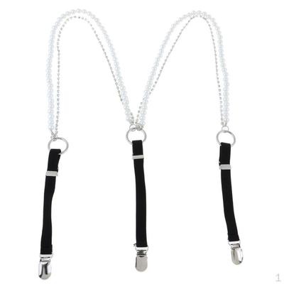 Crystal Adjustable Y-back Elastic Pearl Suspenders