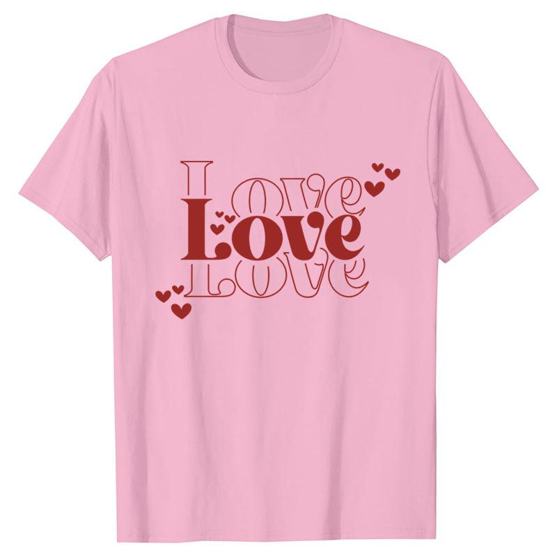 Funny Valentine Printed Couple's Versatile Casual Top Fashion High Street T-Shirts Women’s