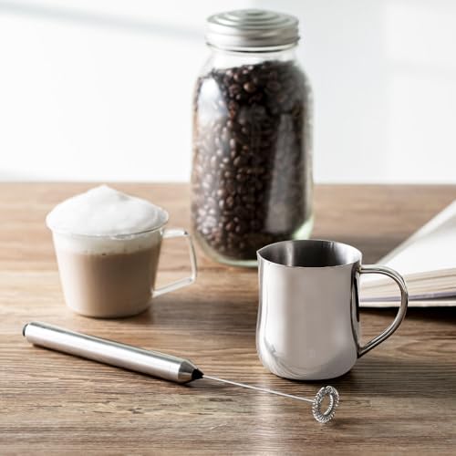 &NE Nikii Cafe Milk Frother, 2.5cm Diameter X 25cm Length, Stainless Steel, Electric Milk Frother, Milk, Creamer, Latte Art, Small, NIM-353