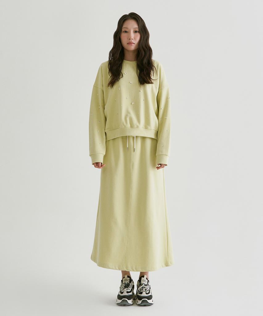 Peulleio Raw Leather Skirt 2 _ Light Green