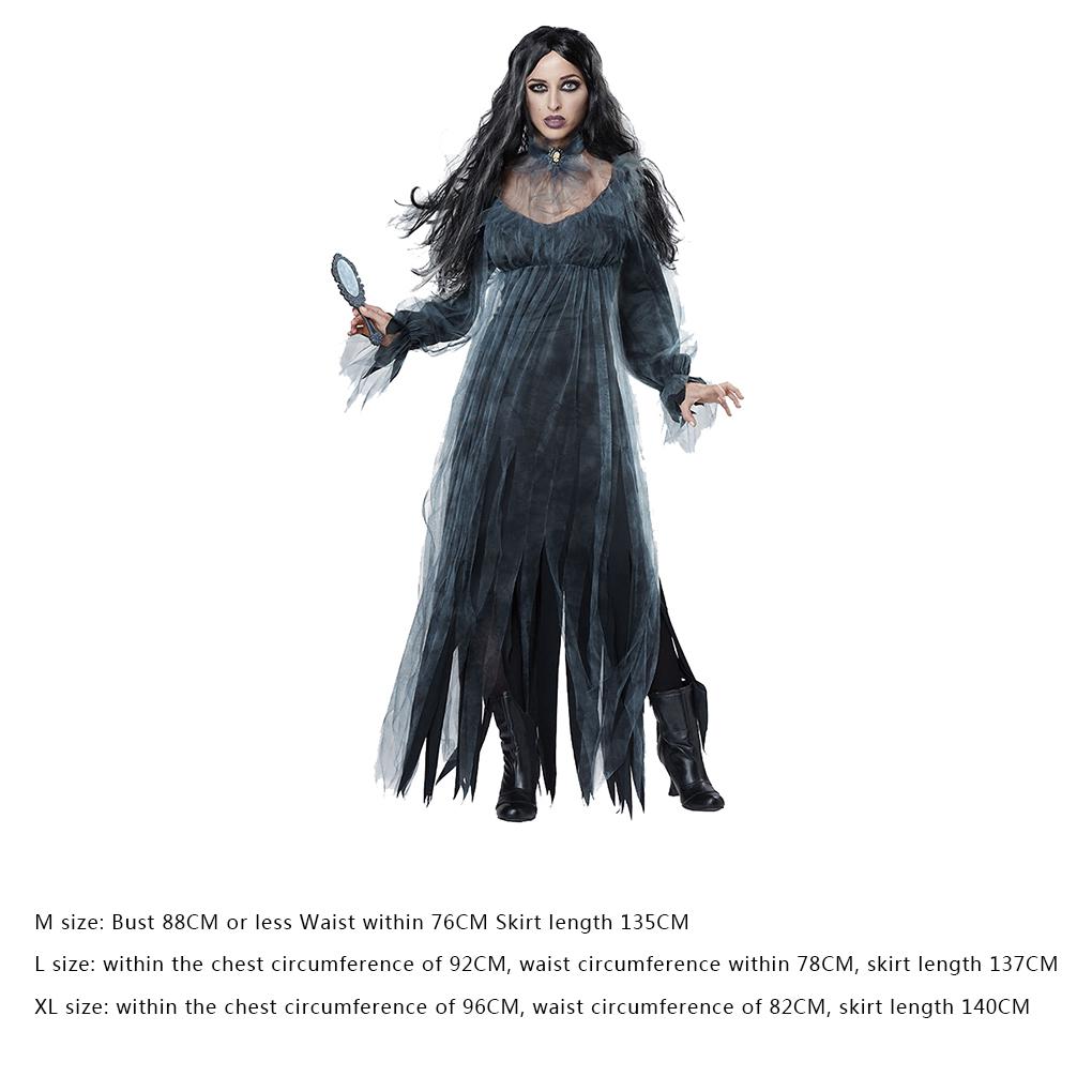 Costume Halloween Femme - Robe Mariée Fantôme Zombie - Longue Transparente - Accessoires Inclus - Effrayant