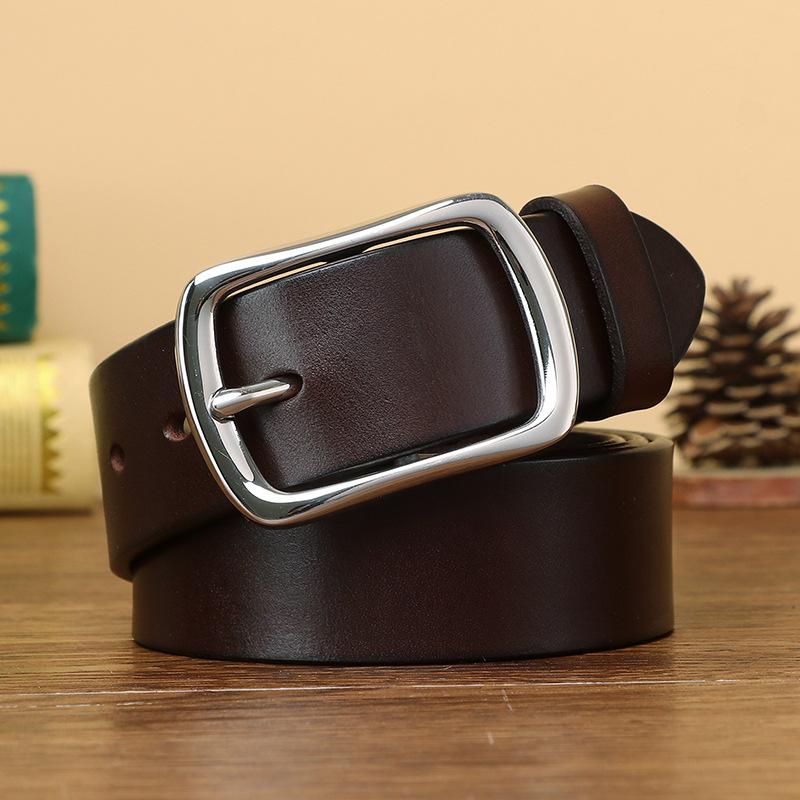 

Прозрачный окрашенный ремень из нержавеющей стали с пряжкой, мужской, из натуральной кожи, первый слой, из коровьей кожи, простой, деловой, повседневный, универсальный, для брюк, мужской 130cm