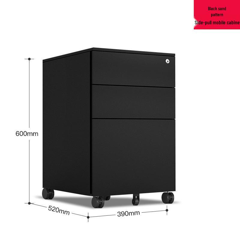 Steel Three-Drawer Mobile Office Cabinet with Lock, Under Desk Storage Solution