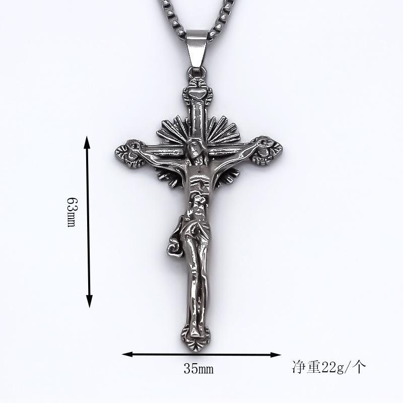 Cool Mens Stainless Steel Jesus Christ Face Crucifix Cross Pendant Necklace
