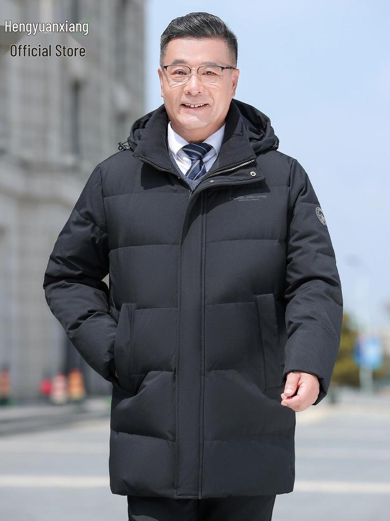 Pierre Cardin Men's Mid-Length Thickened Winter Parka with Golden Sable Velvet