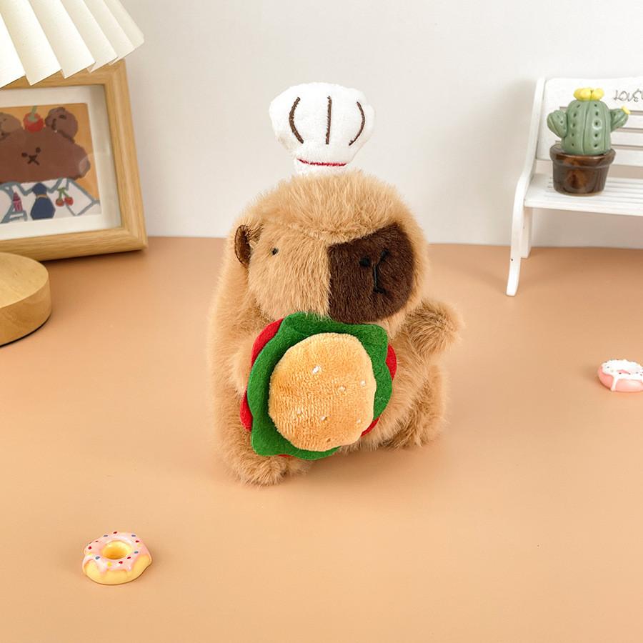 Capybara Cartoon Chef Plush Doll Children Toys Keychains Backpack Decoration
