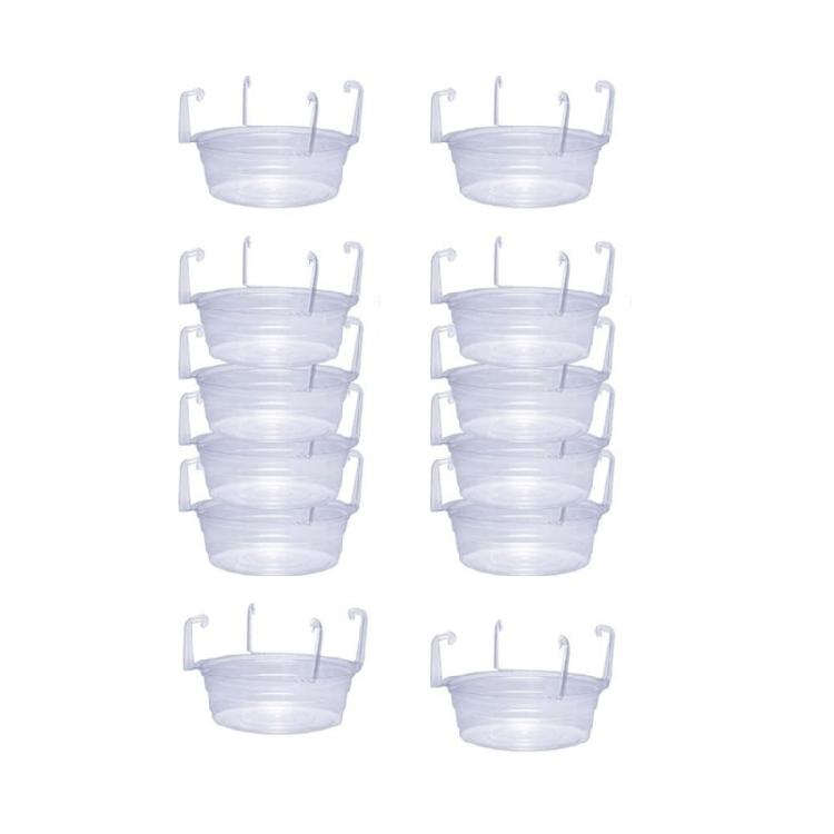 Round Hanging Basket Tray Set, Plastic 12 Pack Flower Pot Watering Trays for Window Porch Balcony and Routine Indoor Outdoor Use Daily