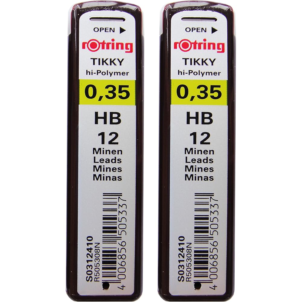 Rotring Tikky mechanical pencil lead 0.35mm HB, 12 lead