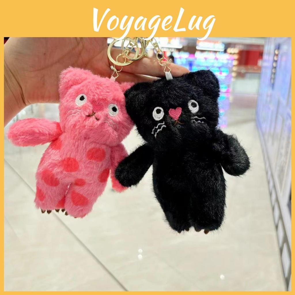 And Delightful Black Pink Cat Plush Doll Keychain With Soft Material For Bag Decorations