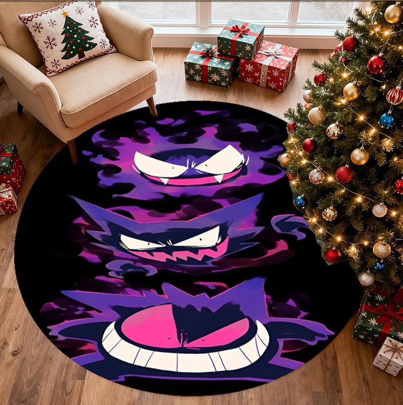 Gengar Pattern Round Rug, Indoor/Outdoor Mat, for Picnic, Gameroom, Bedroom, Office, Living Room, Home Decor Carpet, Birthday Gift