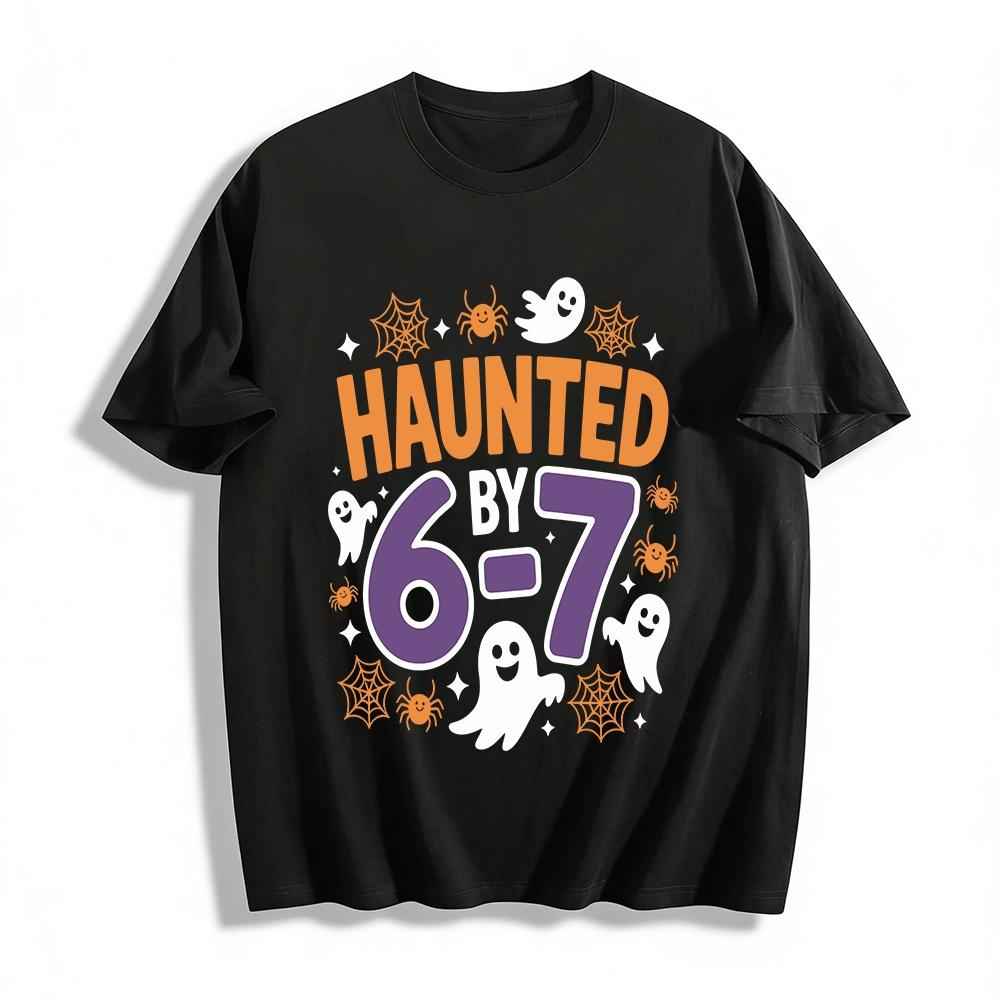 Halloween Themed Haunted By 6-7 Graphic Tee For Middle Schoolers Pure cotton T-shirt XXS