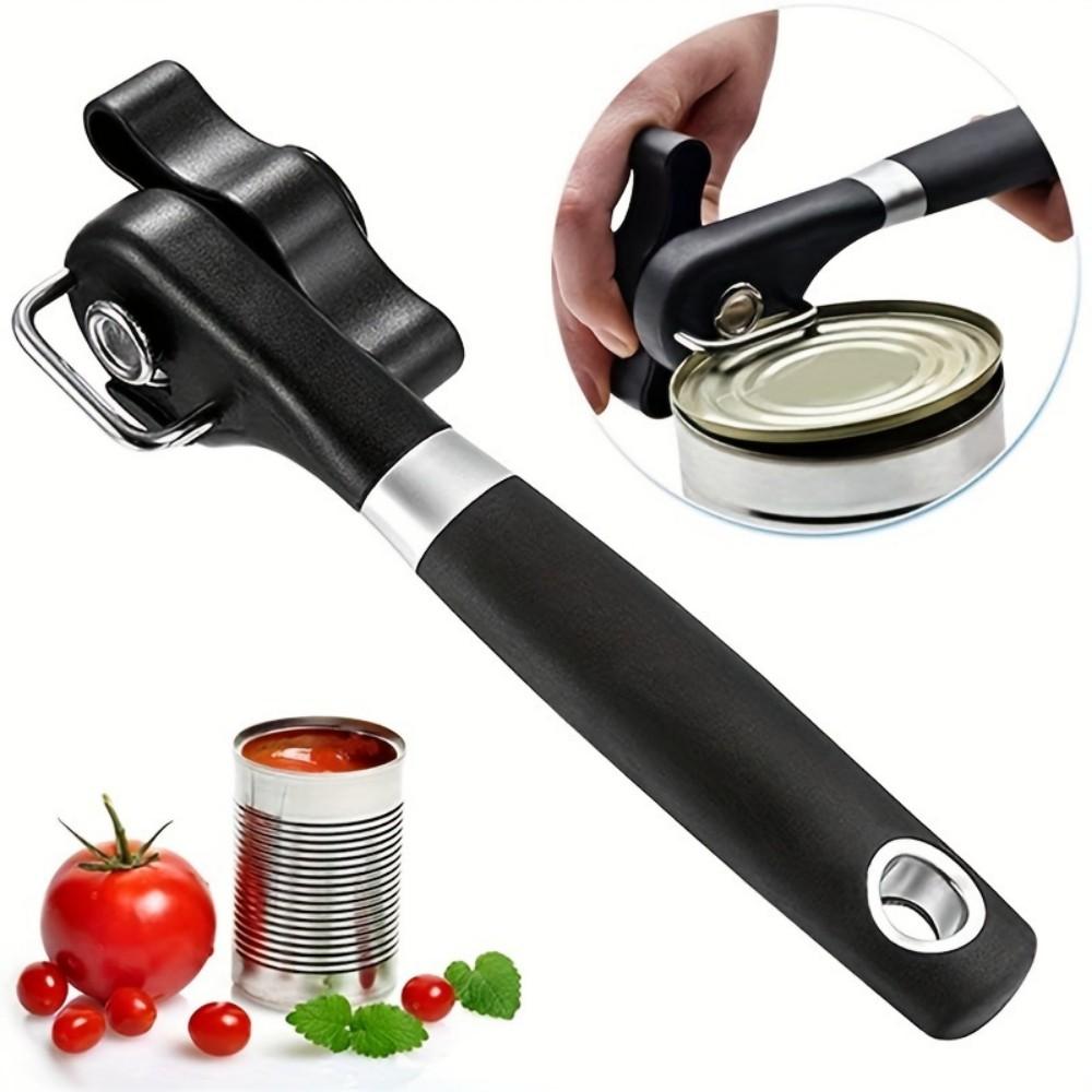 

1pc Easy Grip Stainless Steel Can Opener - Opens cans effortlessly and is a versatile kitchen gadget for home and restaurant use