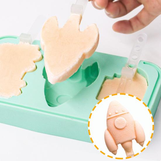 Silicone Ice Cream Mold 3 Cavities Easy Release Dinosaur Car Pineapple Ice Lolly Mold DIY Summer Freezer Ice Stick Container Kitchen