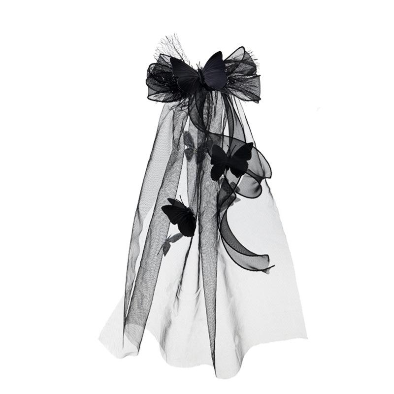 Halloween Gothic Dark Black Mesh Hair Headpiece for Women Party Costume Accessory